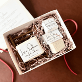 Luxury spa gift set featuring handcrafted soap, shower steamer, and foot care essentials by Luna Selene. 
