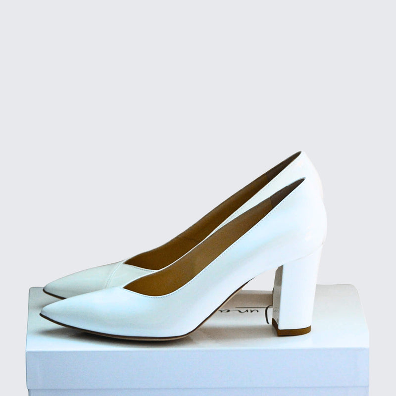 Layla White Patent Pump - Luna Selene