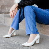 Layla White Patent Pump - Luna Selene